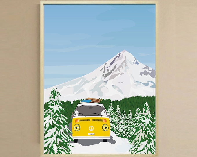 Poster Van at the mountain of didouch - Mountain Collection