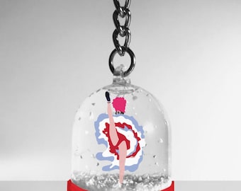 Cancan Snow Globe Keychain