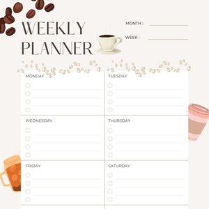 O planejador semanal do café