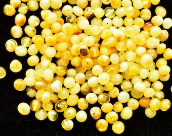6-7 mm Baltic Amber Beads BAROQUE Style Polished Stones, Natural Amber, Genuine Polished Stones, Yolk color