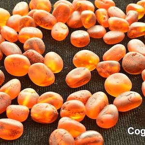 RAW Baltic Amber Beads Oblong Style Unpolished Stone Gemstone, 5-8 mm size, Natural Genuine Polished Stones Cognac