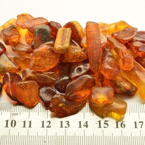 Natural Baltic Amber Stones, Style Polished Beads, 35 Grams Genuine Polished Stones, Amber Nuggets A-003
