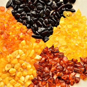 Natural Baltic Amber Beads CHIP Style Polished Stone Gemstone, 4-7 mm size, Genuine Polished Stones, Honey, Cherry, Cognac, Lemon, Yolk