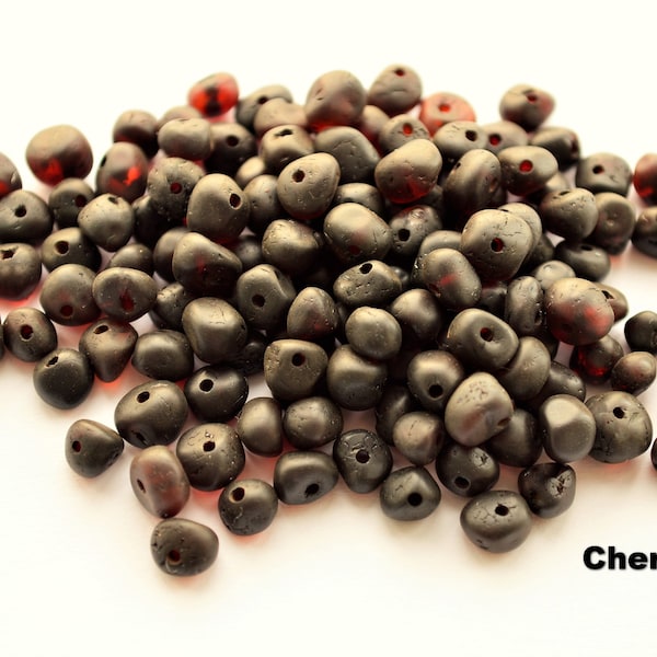 RAW Natural Baltic Amber Beads BAROQUE Unpolished Gemstone, 4-7 mm size, Genuine RAW Amber Stone Bernstein Cherry