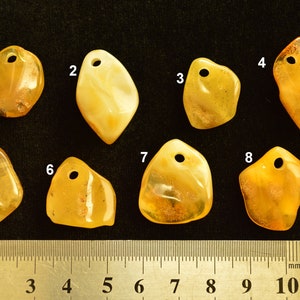 Amber Pendant Baltic Raw Amber with Big Hole 3mm Genuine Natural Polished Baltic Amber, Natural Baltic Amber Gift Yolk  PKB-084