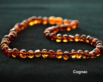 ADULT Natural Baltic Amber Necklace 40-70 cm. Made of Polished BAROQUE Beads Cognac Cherry Honey Lemon. Men Women jewelry. Choose color