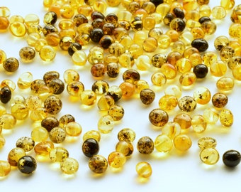 6-7 mm Baltic Amber Beads BAROQUE Style Polished Stones, Natural Amber, Genuine Polished Stones, Green color