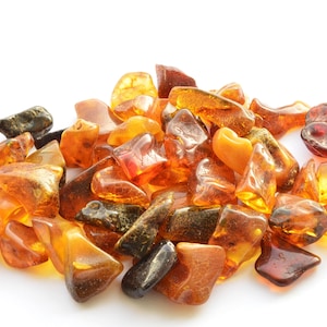 Natural Baltic Amber Stones, Style Polished Beads, 32 Grams Genuine Polished Stones, Amber Nuggets A-021