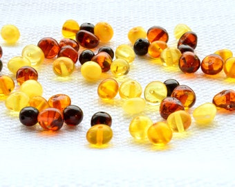 6-7 mm Baltic Amber Beads BAROQUE Style Polished Stones, Natural Amber, Genuine Polished Stones, Cognac, Lemon, cherry, mix, yolk color