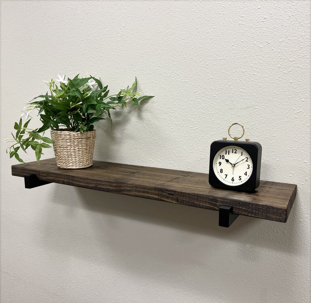 Rustic Floating Shelf With Square Tube Shelf Bracket Custom Etsy