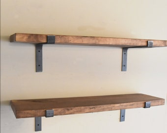 Farmhouse Rustic Fixer Upper Floating Shelf, L Bracket Industrial Bracket Shelf, Modern Blacksmith Farmhouse Decor, Kitchen Shelf