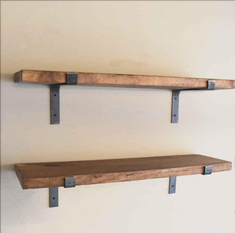 Farmhouse Rustic Fixer Upper Floating Shelf, L Bracket Industrial Bracket Shelf, Modern Blacksmith Farmhouse Decor, Kitchen Shelf