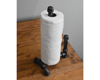 Industrial Free Standing Pipe Paper Towel Holder, Bathroom Kitchen Laundry Paper Towel Dispenser, Iron Pipe Towel Holder, Hand Towel Holder