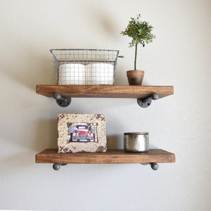 Many Sizes Industrial Floating Shelf, Rustic Shelves, Wood Farmhouse Decor Kitchen and Bathroom Shelving, Modern Wall Shelf, Wall storage image 5