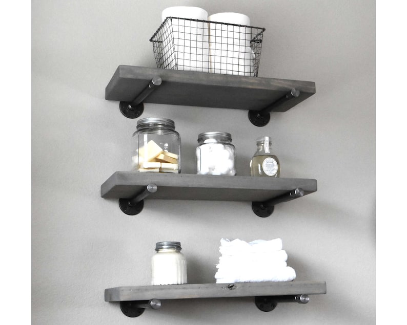 7.25 Deep Rustic Gray wash Floating Shelf Industrial Etsy