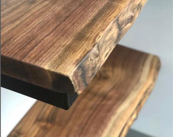 Rustic Live Edge Wood Floating Shelf: Organic Sustainable Plank