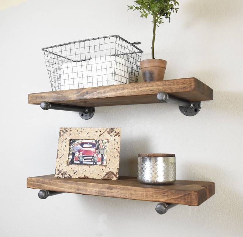 Many Sizes Industrial Floating Shelf Rustic Shelves Wood Etsy