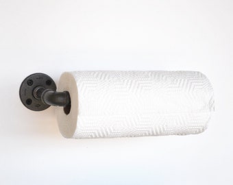 Industrial Wall Mounted Pipe Paper Towel Holder, Bathroom Kitchen Laundry Paper Towel Dispenser, Iron Pipe Towel Holder