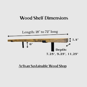 Estante flotante de pino macizo: soportes de acero resistentes, decoración rústica moderna imagen 3