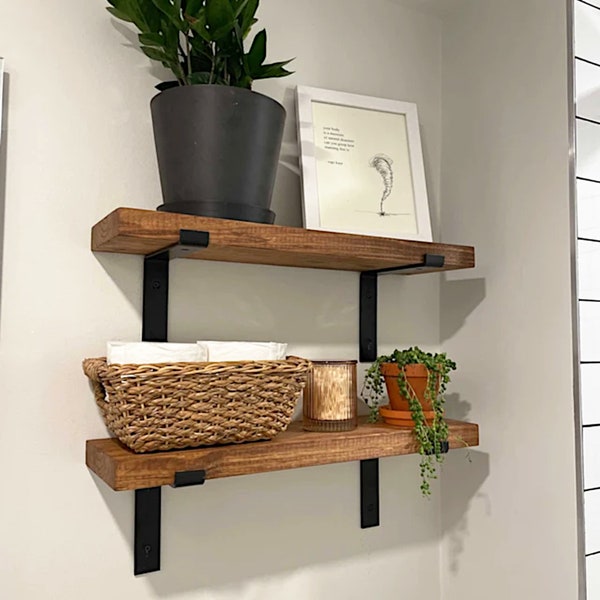 Very Short Rustic Floating Shelf - One shelf and Two Brackets.  Any bracket in our shop can be shipped with this listing.  Non Returnable