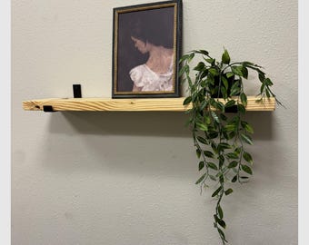 Estante flotante estilo granja moderno: madera maciza de pino con soporte en J resistente