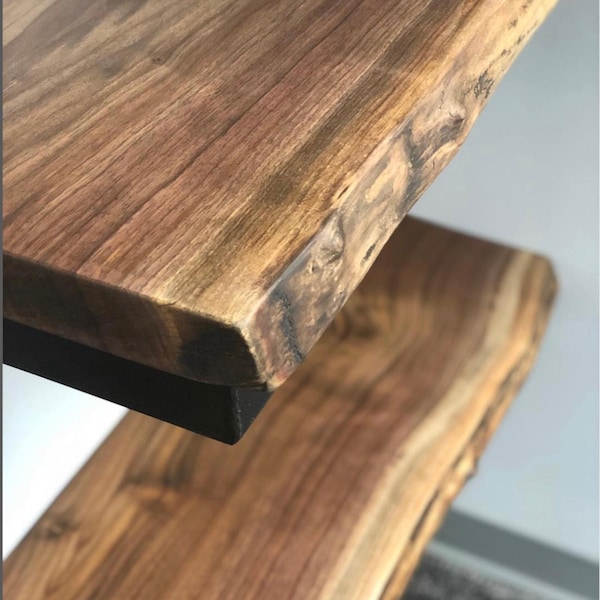 Live Edge Pine Floating Shelf: Farmhouse Decor, Sturdy Brackets