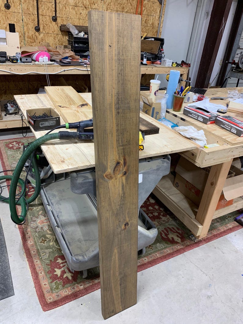 Rustic Wood Floating Shelf: Farmhouse Kitchen & Bathroom Shelving (No Brackets) imagem 3