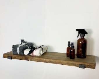 Farmhouse Fixer Upper Floating Shelf, J Bracket Industrial Bracket Bar Shelf, Modern Heavy Duty Sold as One Shelf and Two Brackets Each
