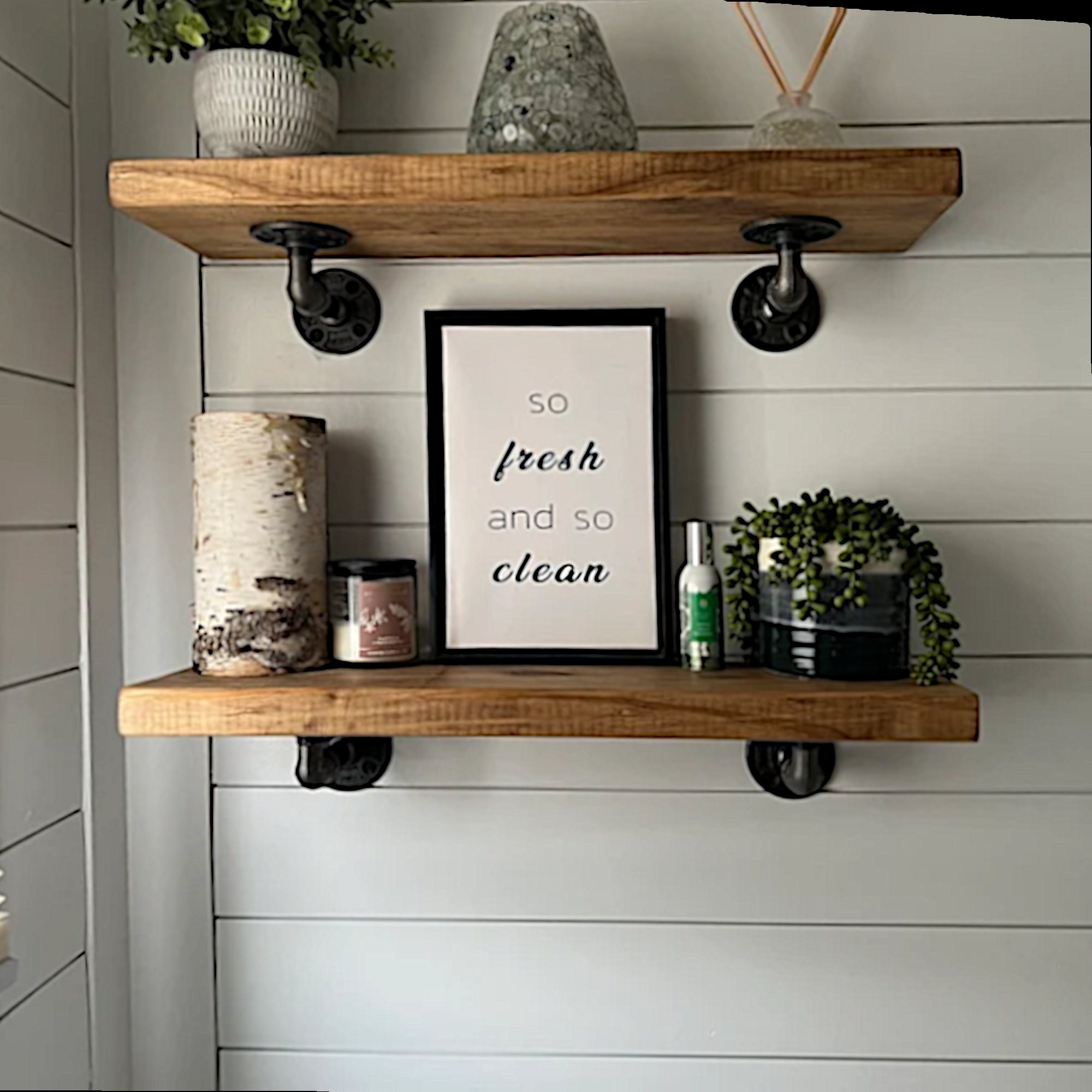 Extra Long 11.25 Deep Rustic Industrial Floating Shelve, Flat L Pipe  Brackets, Farmhouse Wall Shelves, Kitchen Storage, Rustic Wood Shelves 