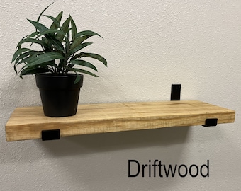 Farmhouse Floating Shelf, Flat Steel J bracket Rustic Shelf, Rustic Modern Shelf, Coffee Bar, Kitchen and Bathroom Floating shelf