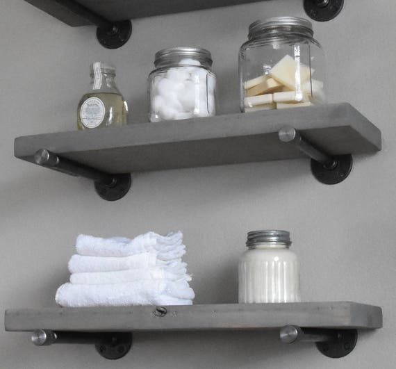8 Deep Rustic Gray Wash Floating Shelf Image 0