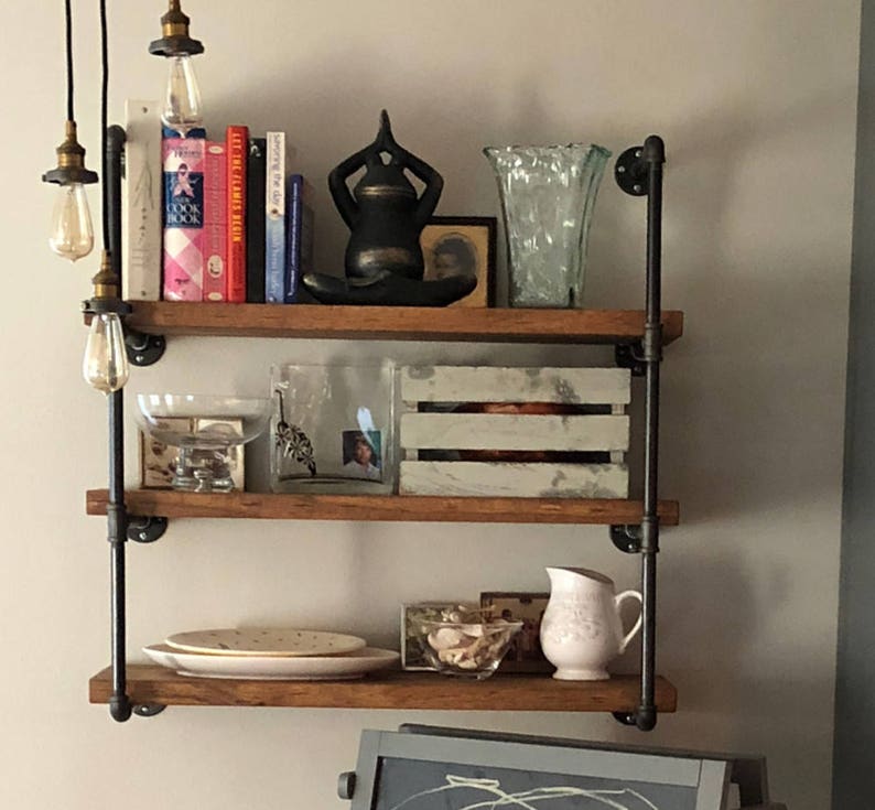 Wall Unit 7 25 Deep 24 Wide Industrial Floating Shelves Rustic Shelf Wood Pipe Kitchen Open Restoration Hardware I