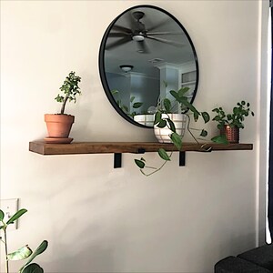 Estante flotante de pino macizo: soportes de acero resistentes, decoración rústica moderna imagen 8