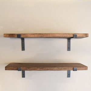 Heavy Duty Rustic Wood Floating Shelves With Sleek L Shaped Steel Brackets Made to Order. Sold Individually image 4