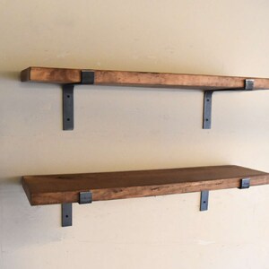 Rustic Fixer Upper Farmhouse Decor Shelf, Flat Steel Bracket Industrial Shelf, Rustic Floating Shelf, Modern Farmhouse Shelf. Kitchen,