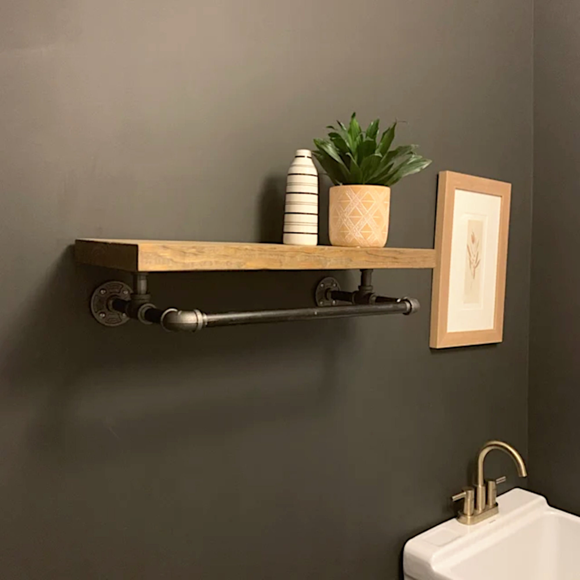 Laundry Floating Shelf & Towel Rack Modern Custom Floating Etsy