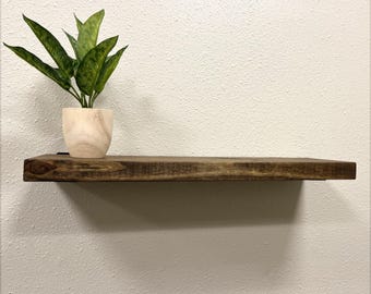 Rustic Pine Floating Shelf: Modern Farmhouse Decor with Hidden Steel Brackets