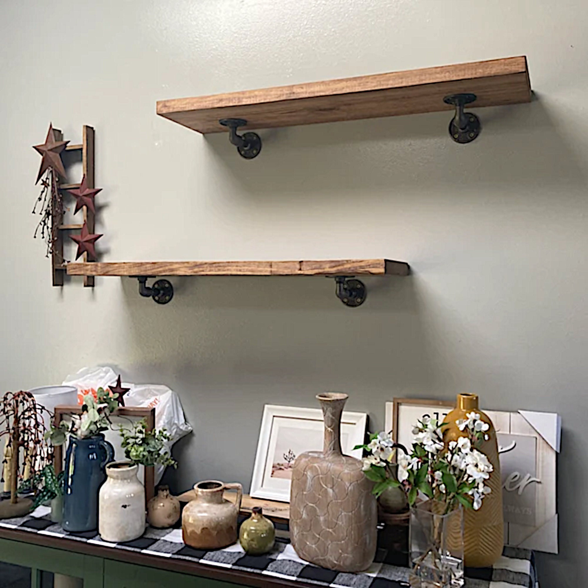 Details about   Rustic Industrial Metal Wood Wall Floating Shelf Storage Display Rack Home Decor 