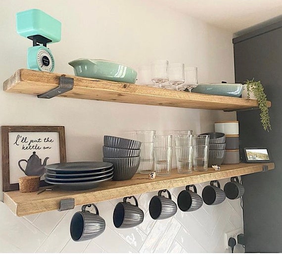 Custom Thick Floating Shelves. Sturdy Bracket Included. Shop Now!