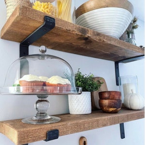 Heavy Duty Rustic Wood Floating Shelves With Sleek L Shaped Steel Brackets Made to Order. Sold Individually image 5