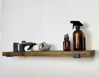 Industrial J Bracket Fixer Upper Floating Shelf, Flat Bracket Farmhouse Bar Shelf, Modern Rustic Plant Pot Shelf, Home Office shelf.