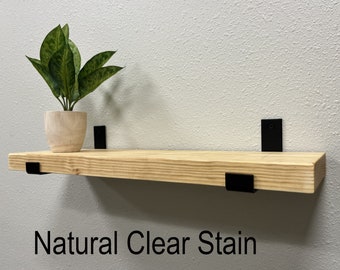 Floating Shelves, Custom Size Floating Shelves with J Shaped Brackets, Wall Mounted Wood Floating Shelf for Kitchen Bathroom, Modern decor