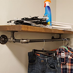 Laundry Floating Shelf & Towel Rack, Modern Custom Floating Shelf with Drying Rack, Rustic Floating Shelf, Rustic Bathroom Shelf, Towel Grab