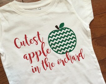Cutest Apple in the Orchard girl's apple orchard shirt