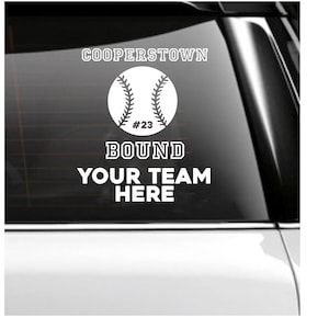 Cooperstown Bound Car Decal- Personalized with Name and Number