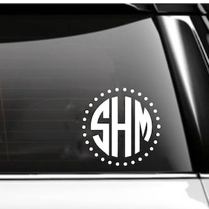 Monogram Dotted Circle Block Font Decal- Car Decal- IPad Decal- Macbook Decal- Tablet Decal-Vinyl Decal-