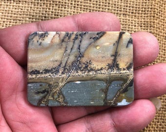 Scenic Cherry Creek Jasper Cabochon – Free Drilling, Jewelry Making (53X38X5mm)