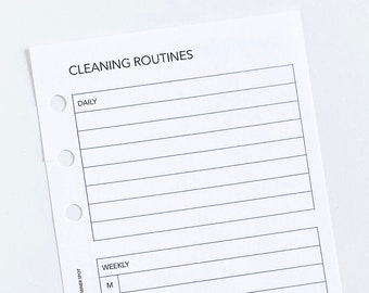 PRINTABLE Cleaning Routines Planner Insert - Personal Size