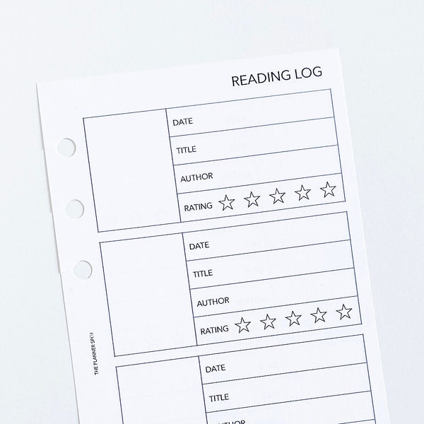 PRINTABLE Reading Log Planner Insert - Personal Size