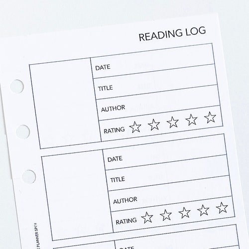 PRINTABLE Reading Log Planner Insert Personal Size Etsy